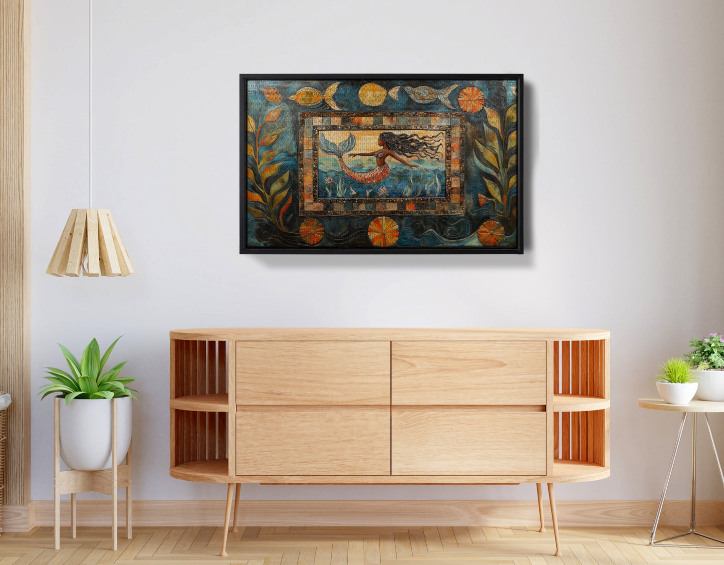 Black Mermaid Folk African American canvas print view 26