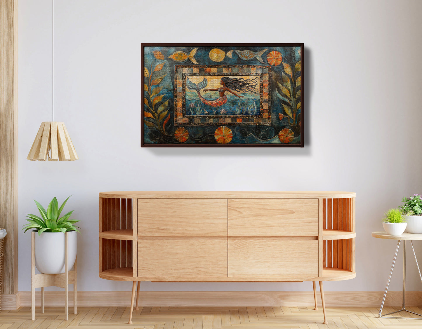 Black Mermaid Folk African American canvas print view 32