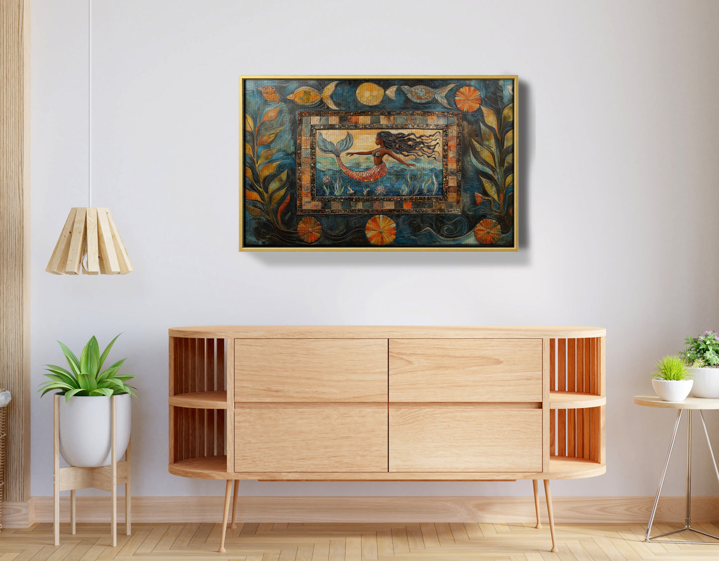 Black Mermaid Folk African American canvas print view 38