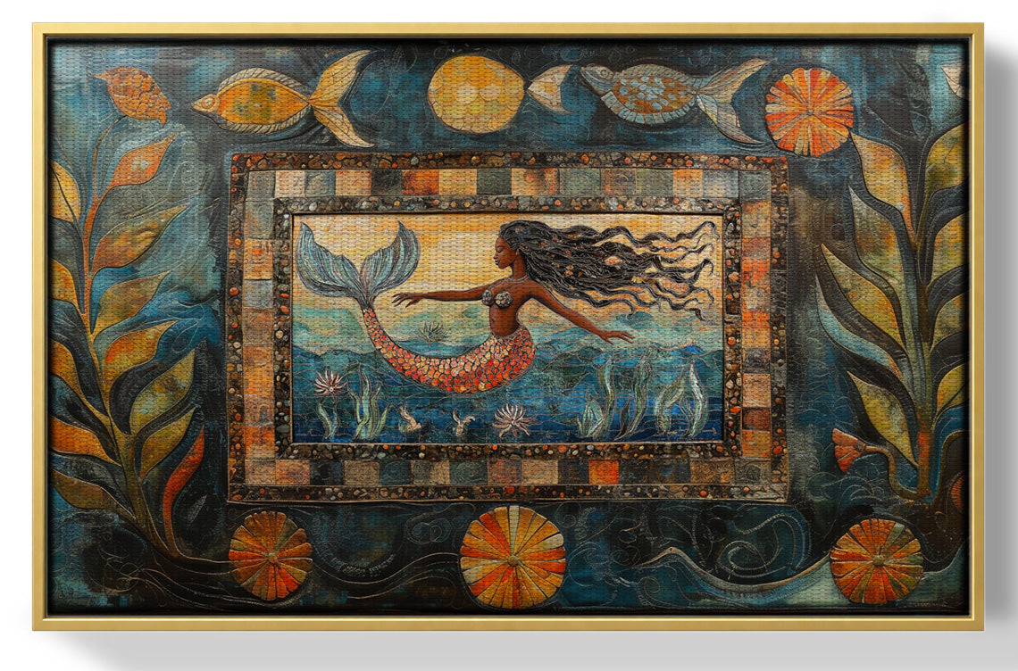 Black Mermaid Folk African American canvas print view 37