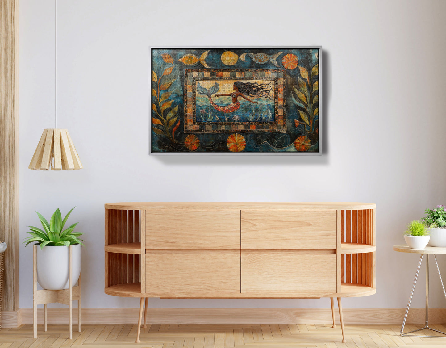 Black Mermaid Folk African American canvas print view 56