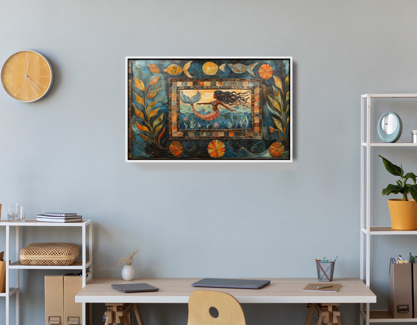 Black Mermaid Folk African American canvas print view 66