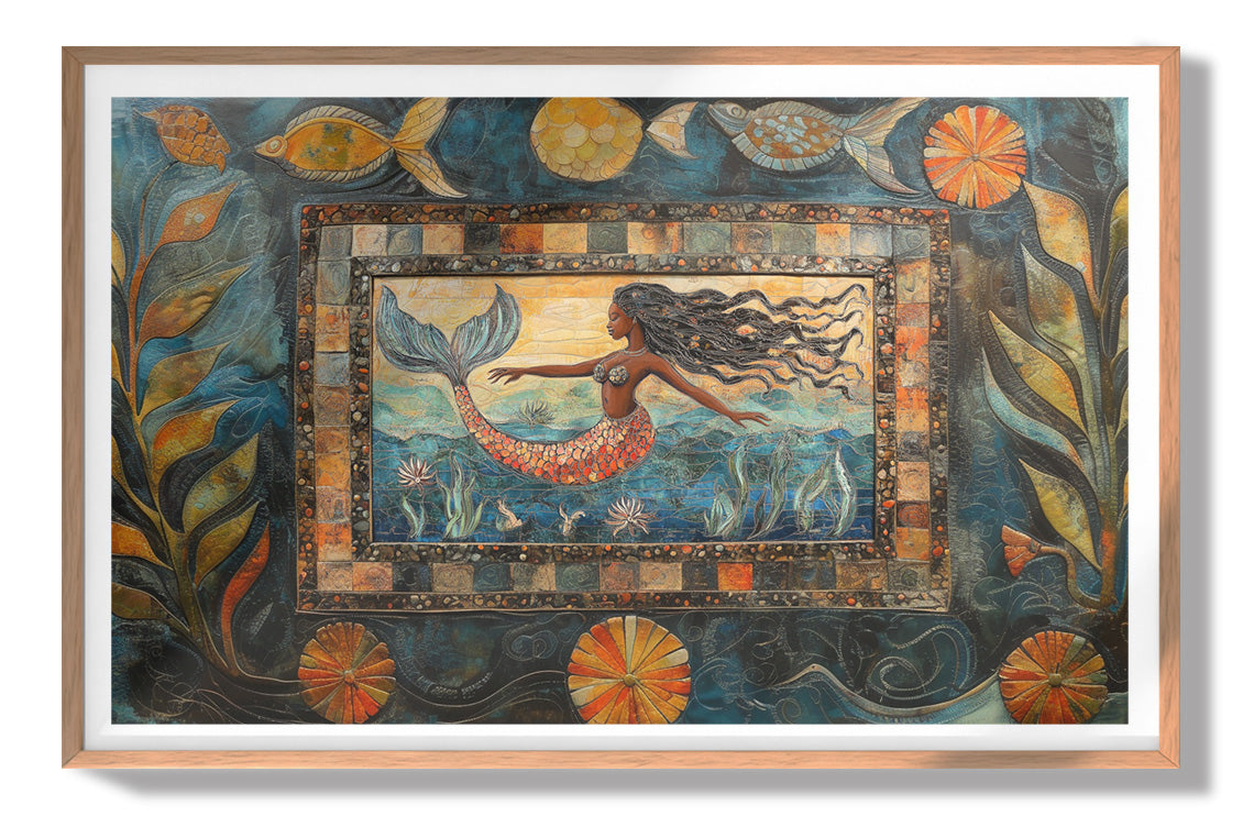 Black Mermaid Folk African American canvas print view 79