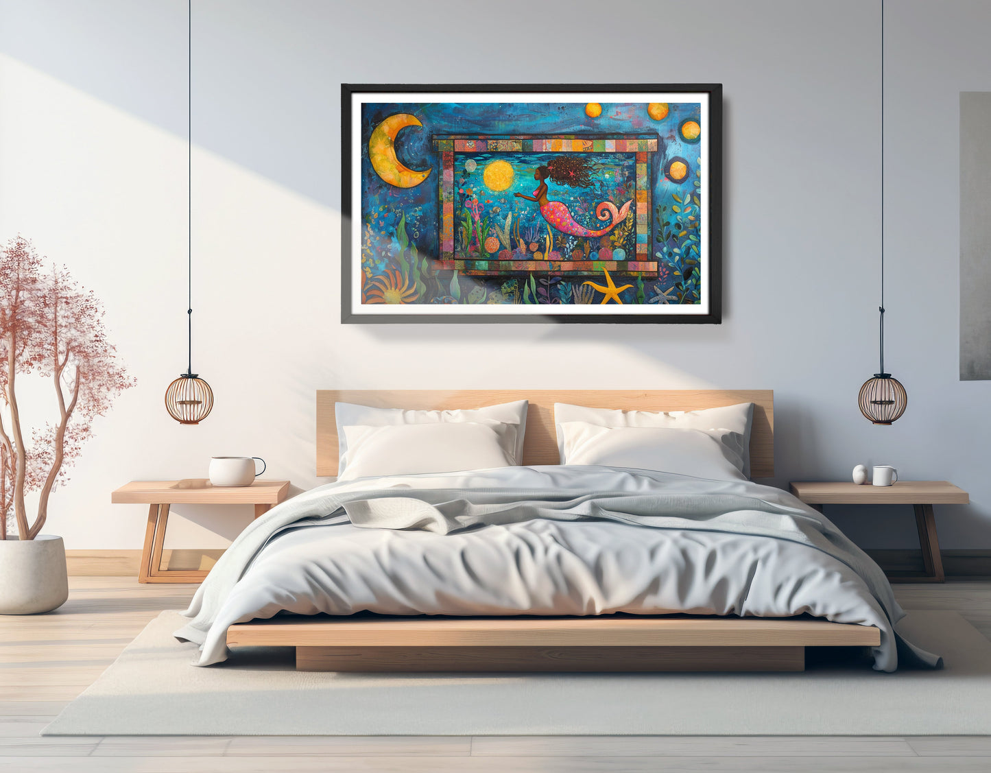 Black Mermaid Ocean Moon Caribbean wall art view 69