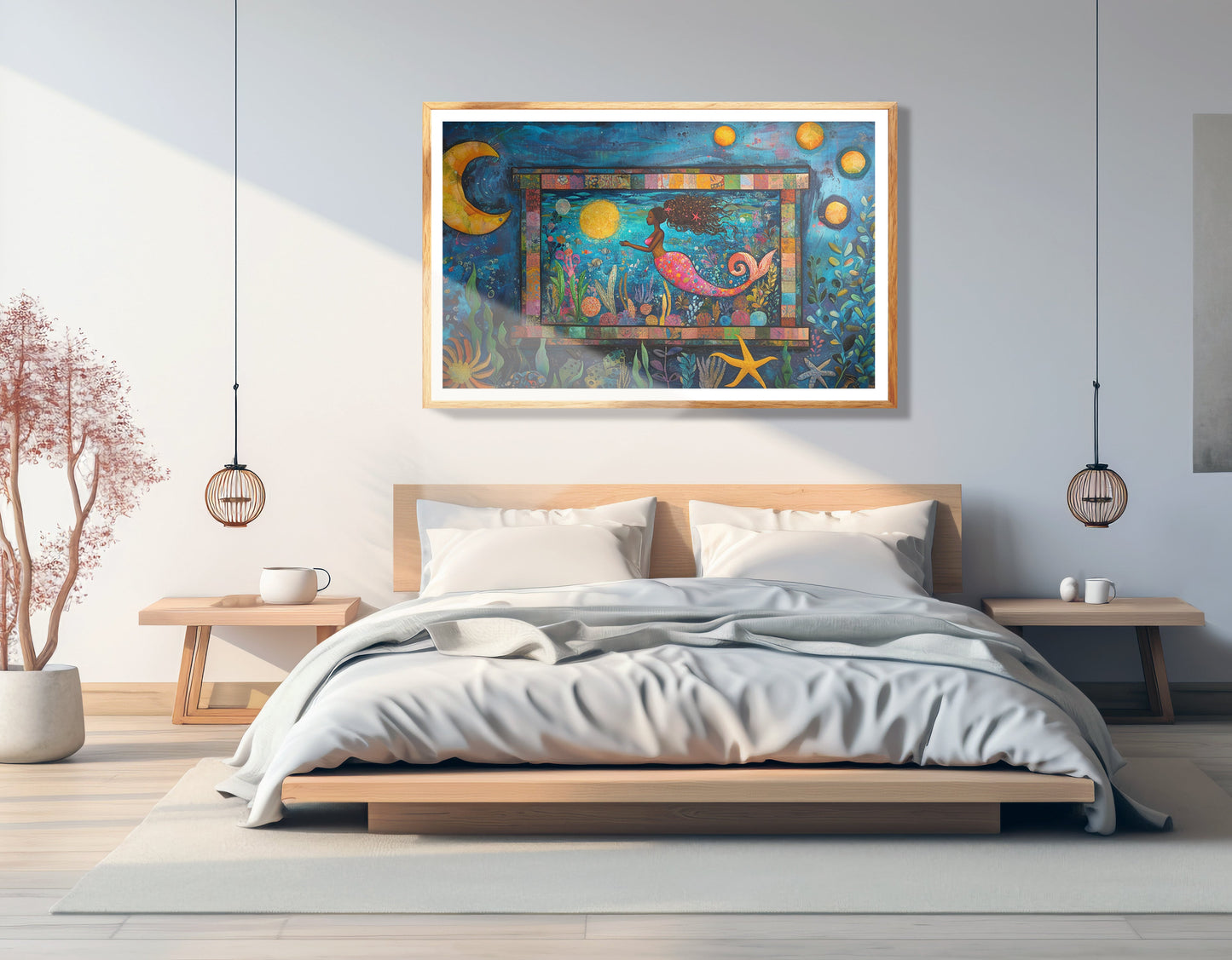 Black Mermaid Ocean Moon Caribbean wall art view 75