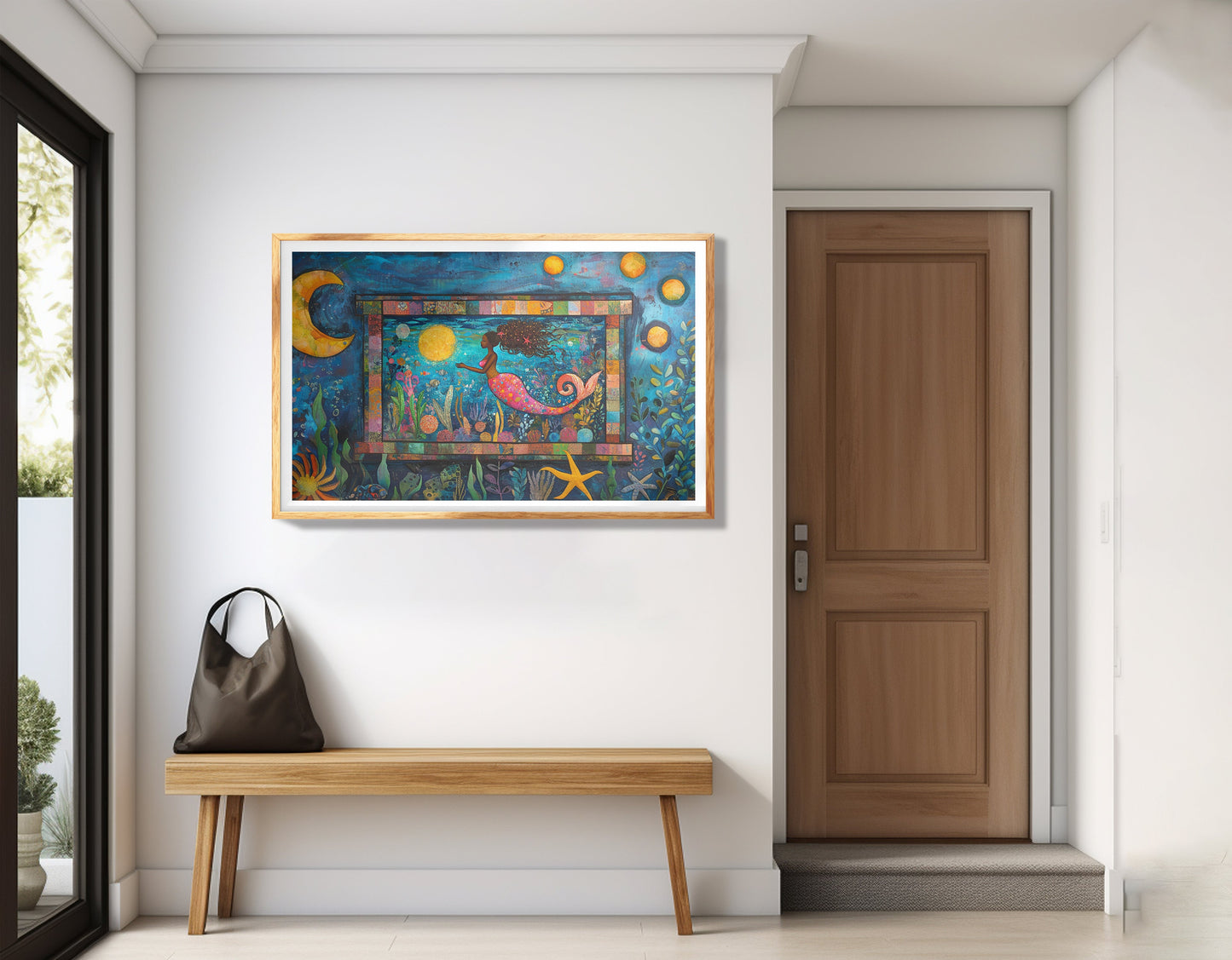 Black Mermaid Ocean Moon Caribbean wall art view 77