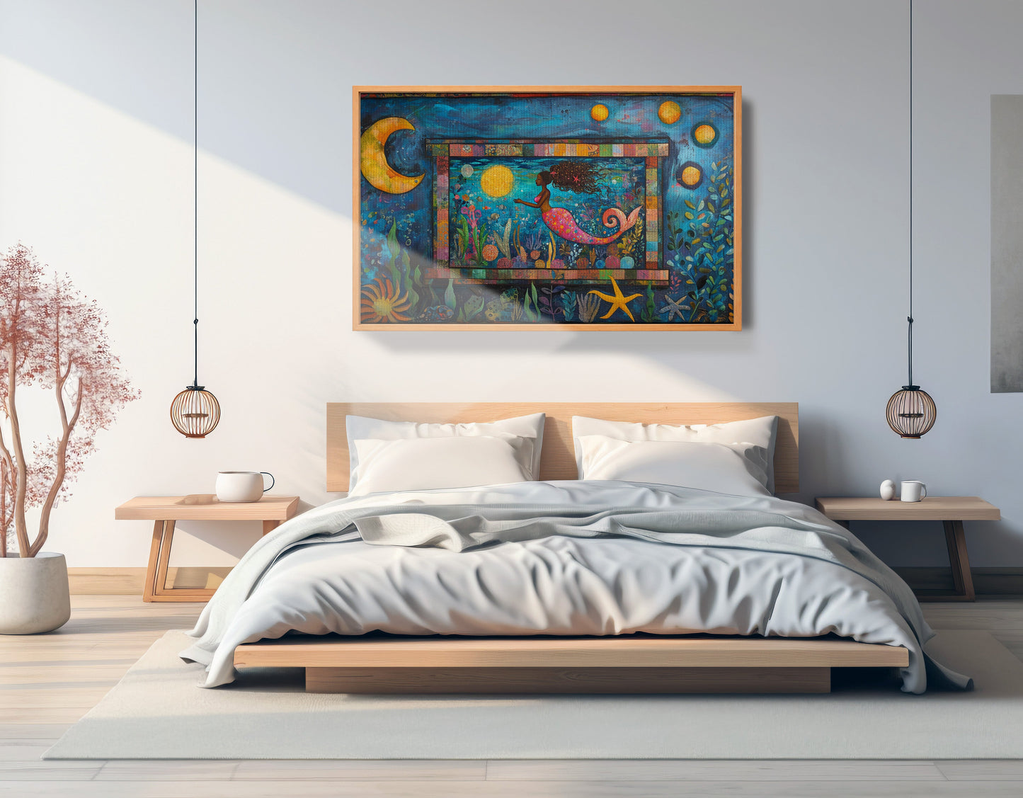 Black Mermaid Ocean Moon Caribbean wall art view 45
