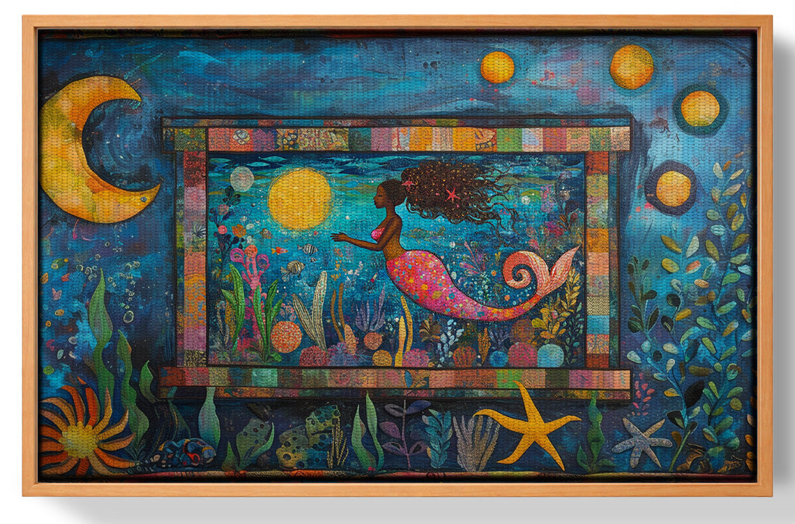 Black Mermaid Ocean Moon Caribbean wall art view 43