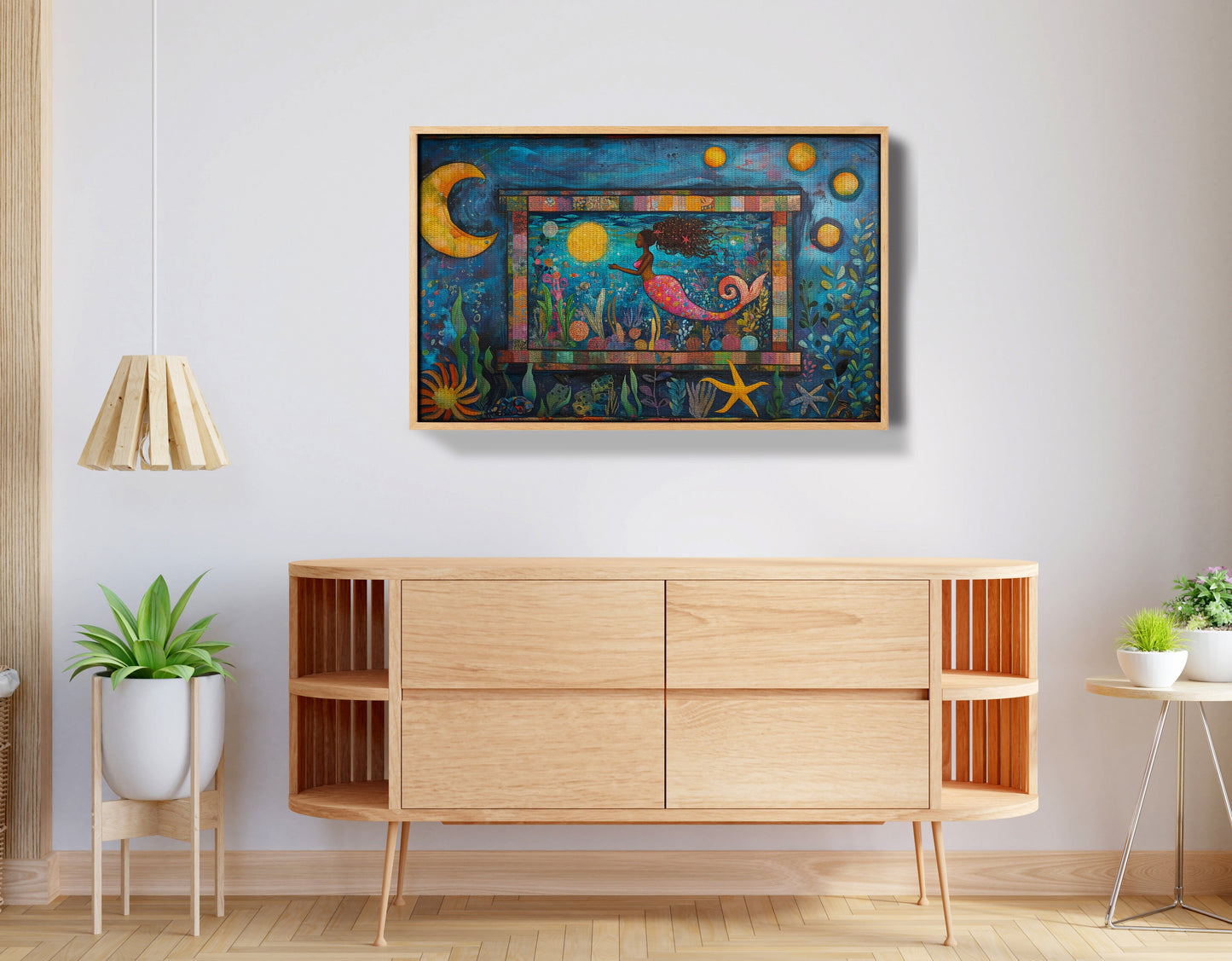 Black Mermaid Ocean Moon Caribbean wall art view 50