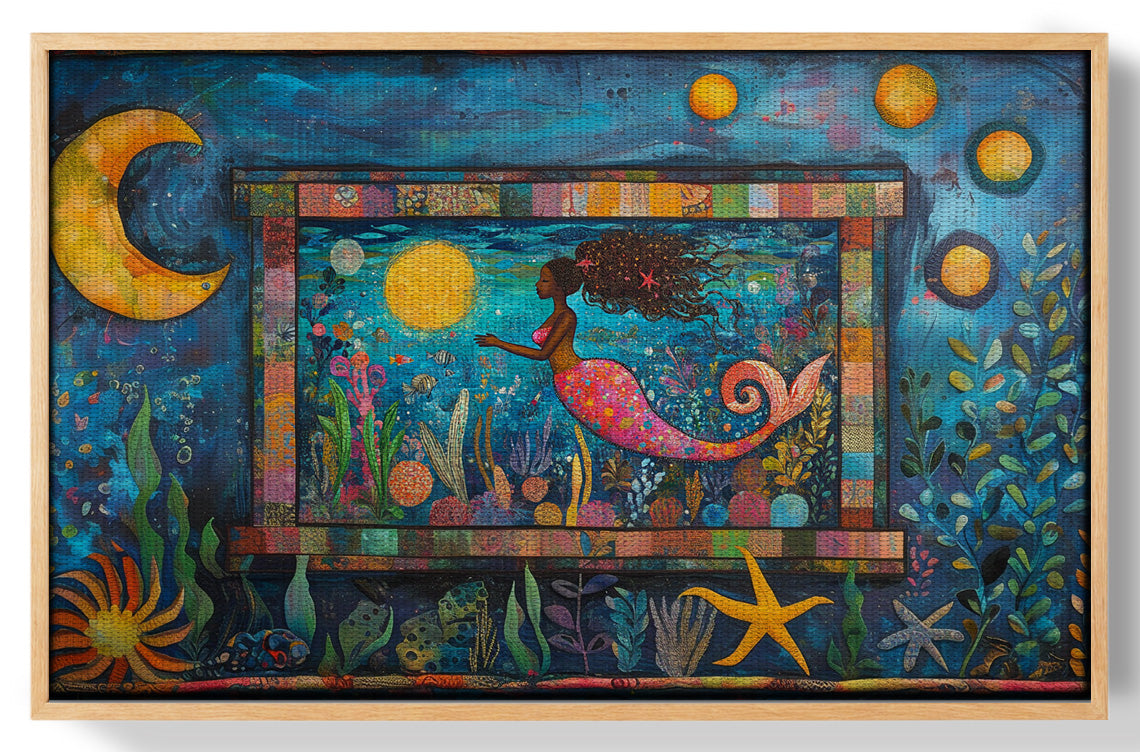 Black Mermaid Ocean Moon Caribbean wall art view 49