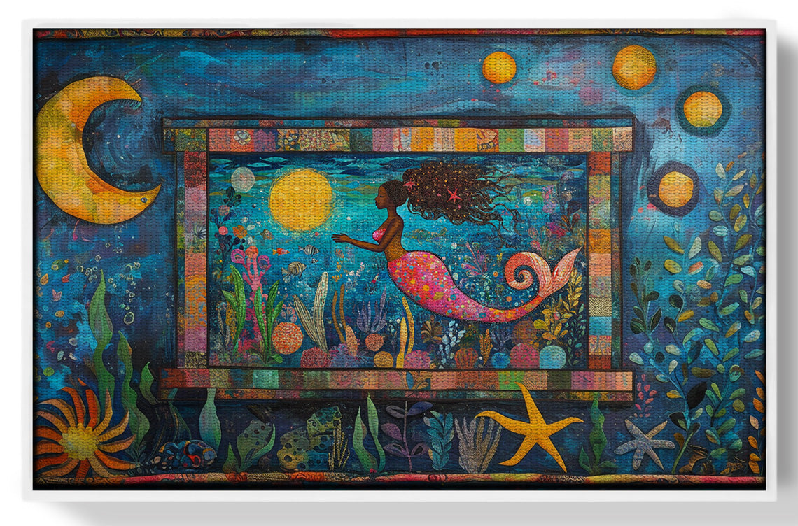 Black Mermaid Ocean Moon Caribbean wall art view 61
