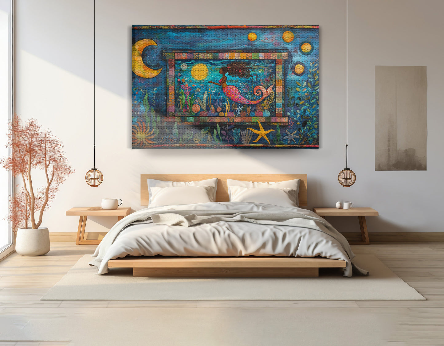 Black Mermaid Ocean Moon Caribbean wall art view 15