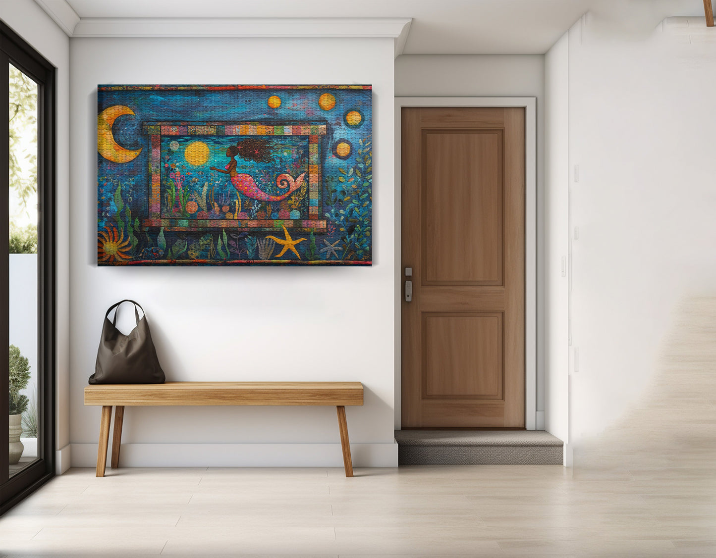 Black Mermaid Ocean Moon Caribbean wall art view 17