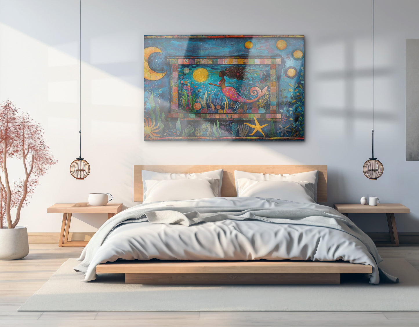 Black Mermaid Ocean Moon Caribbean wall art view 21