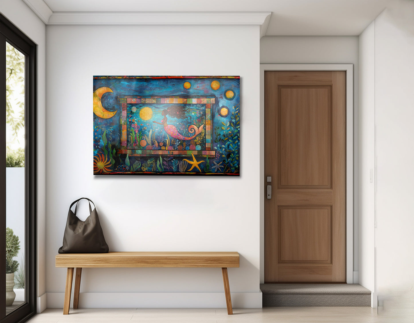 Black Mermaid Ocean Moon Caribbean wall art view 23