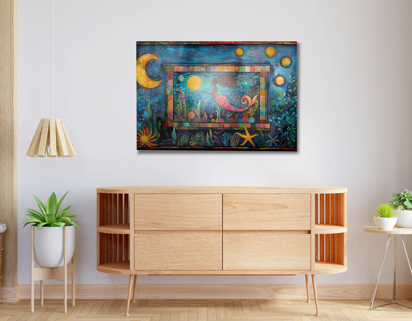 Black Mermaid Ocean Moon Caribbean wall art view 20