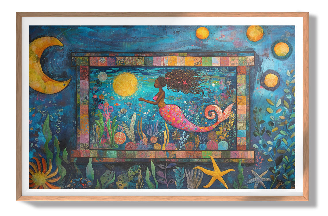 Black Mermaid Ocean Moon Caribbean wall art view 79