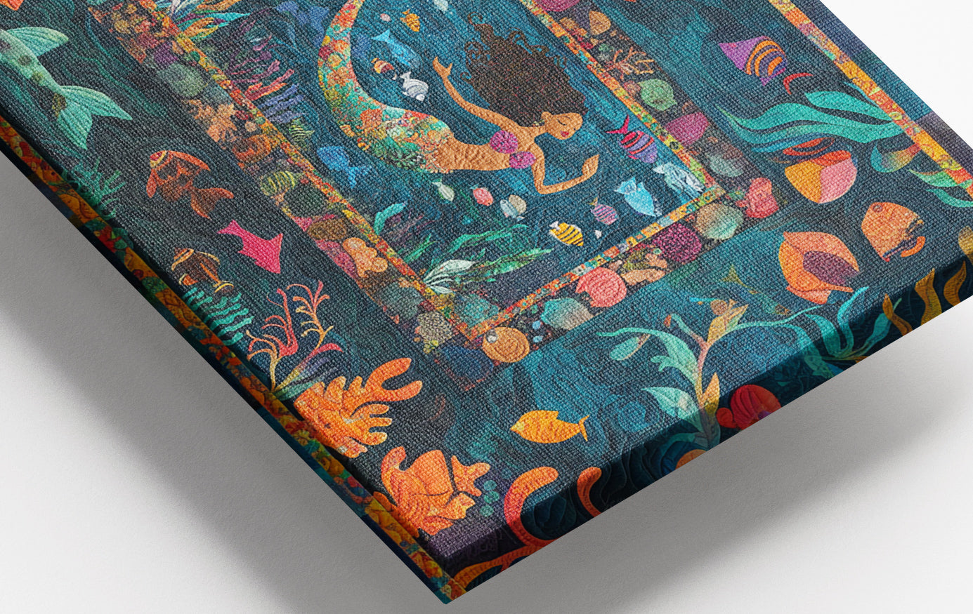 Close-up of Black Mermaid Tropical Sea Caribbean wall art detail