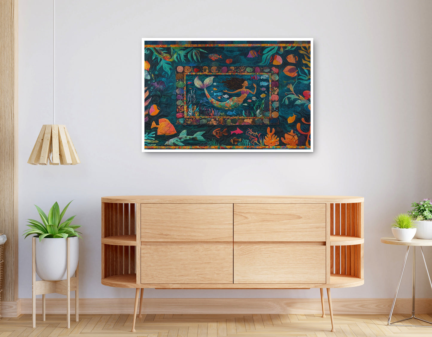 Alternate view of Black Mermaid Tropical Sea Caribbean wall art canvas print