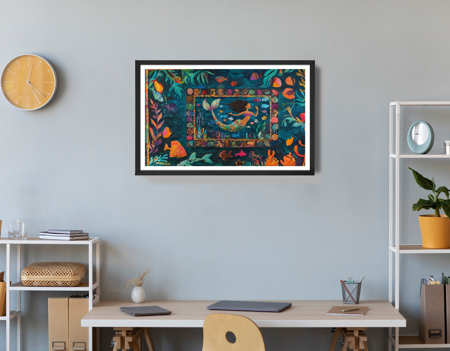Black Mermaid Tropical Sea Caribbean wall art view 72