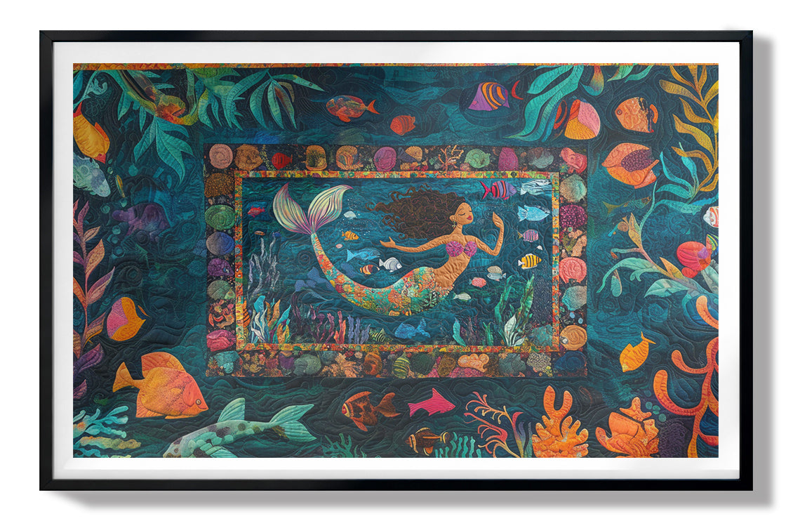 Black Mermaid Tropical Sea Caribbean wall art view 67
