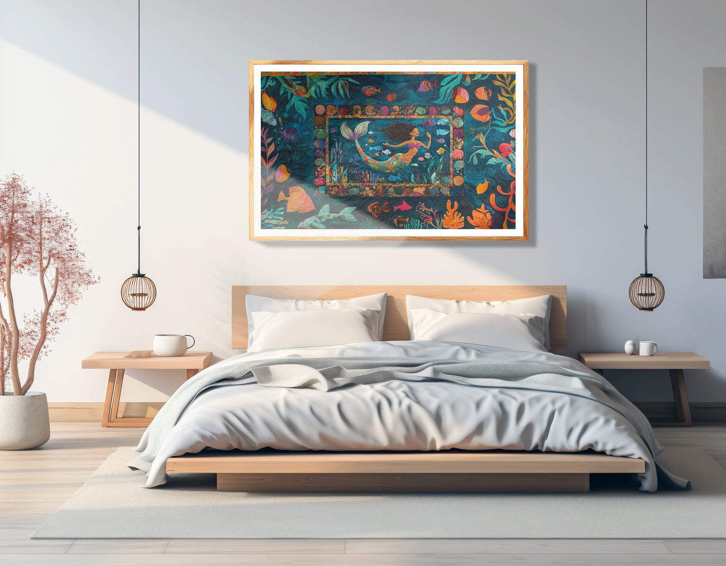 Black Mermaid Tropical Sea Caribbean wall art view 75