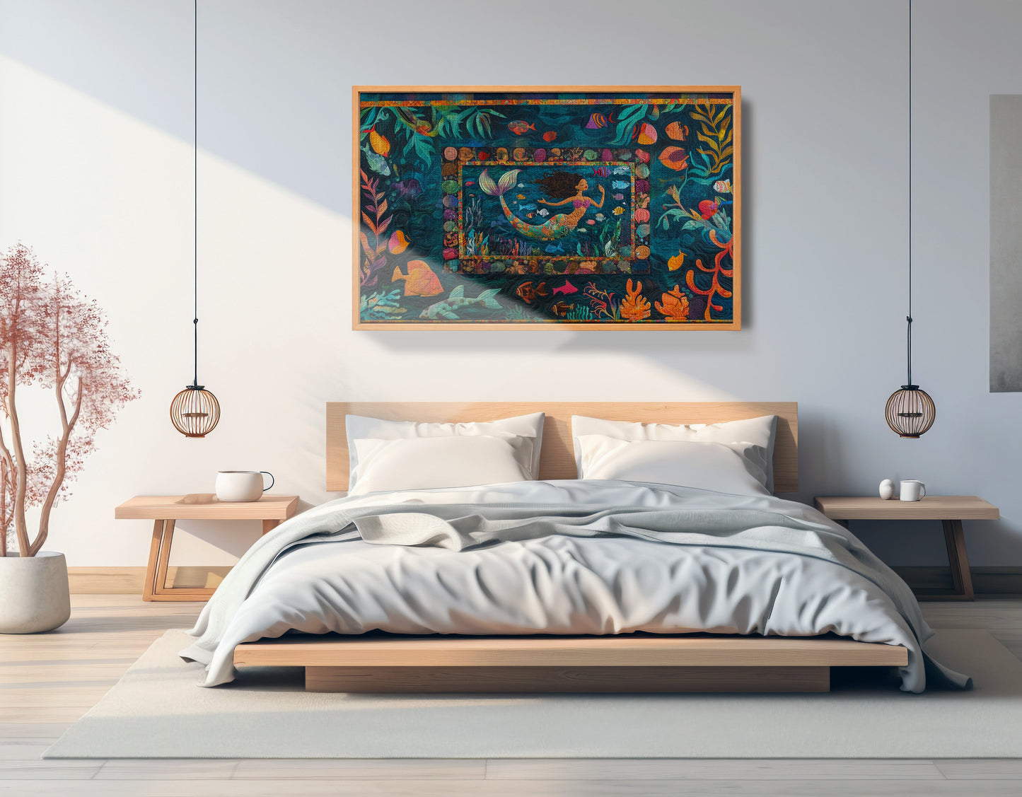 Black Mermaid Tropical Sea Caribbean wall art view 45