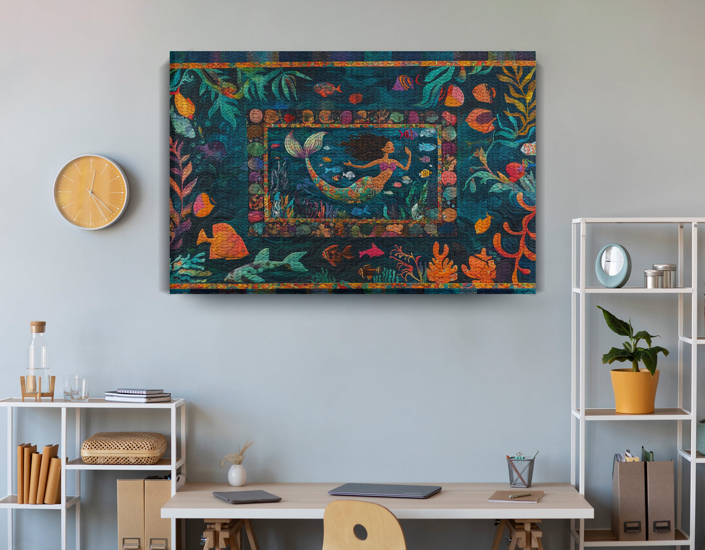 Black Mermaid Tropical Sea Caribbean wall art view 18