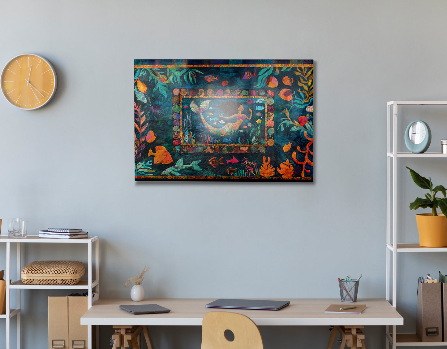 Black Mermaid Tropical Sea Caribbean wall art view 24