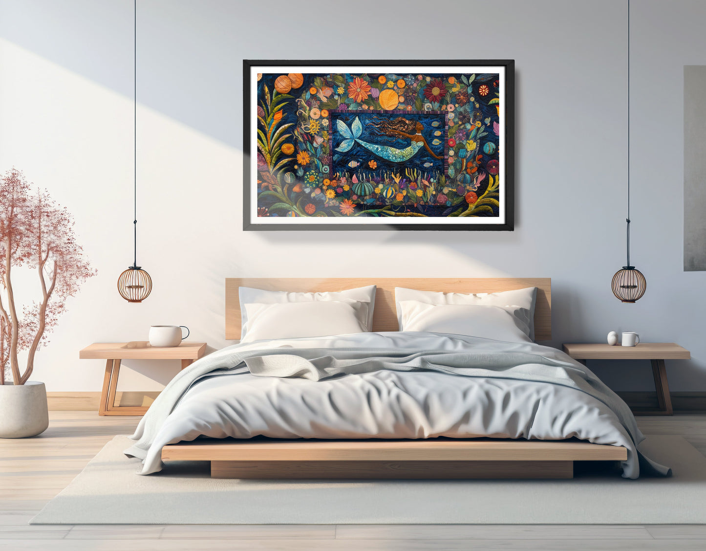 Black Mermaid Floral Ocean Caribbean wall art view 69