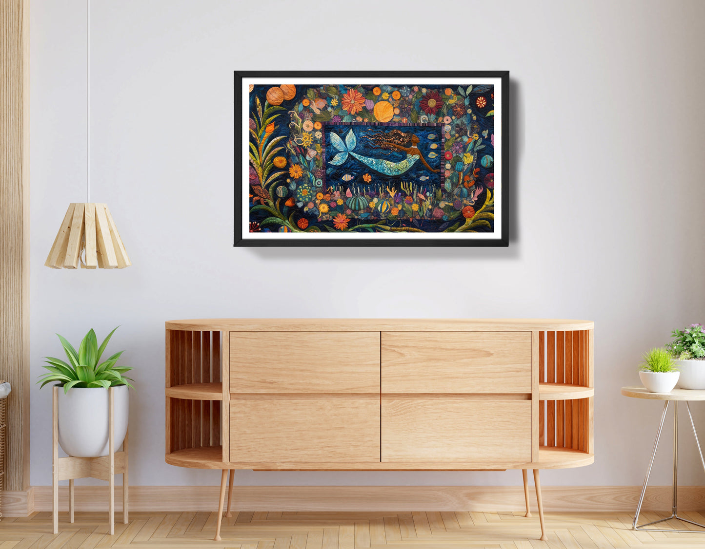 Black Mermaid Floral Ocean Caribbean wall art view 68