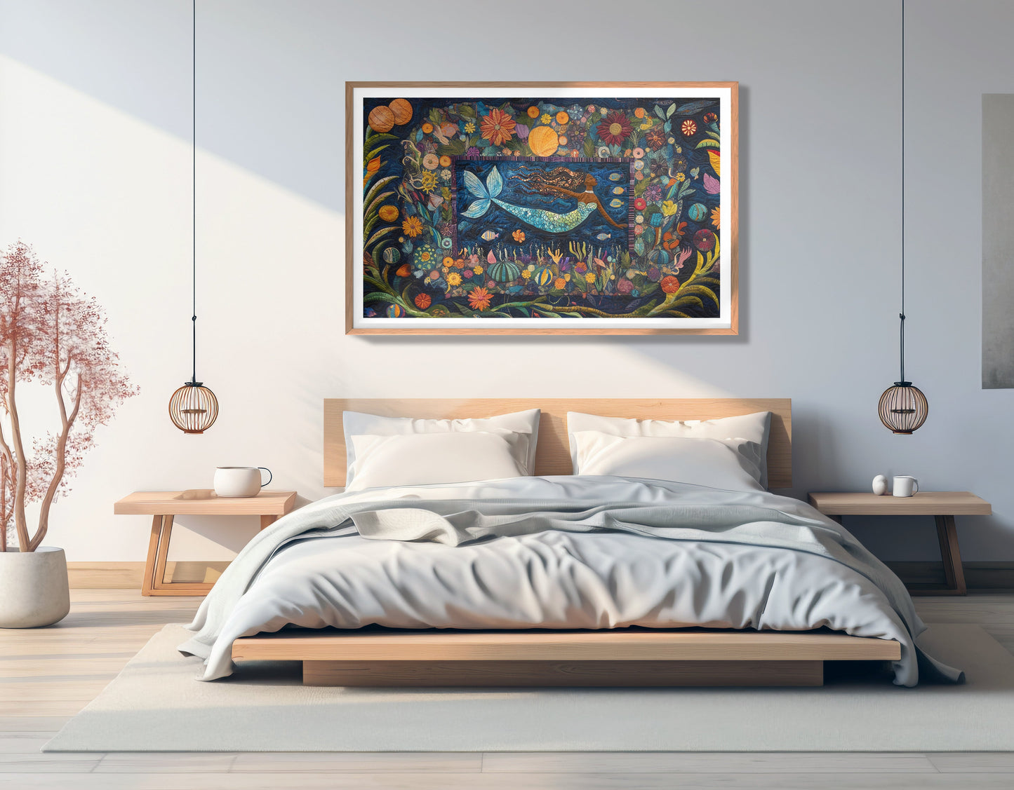 Black Mermaid Floral Ocean Caribbean wall art view 81