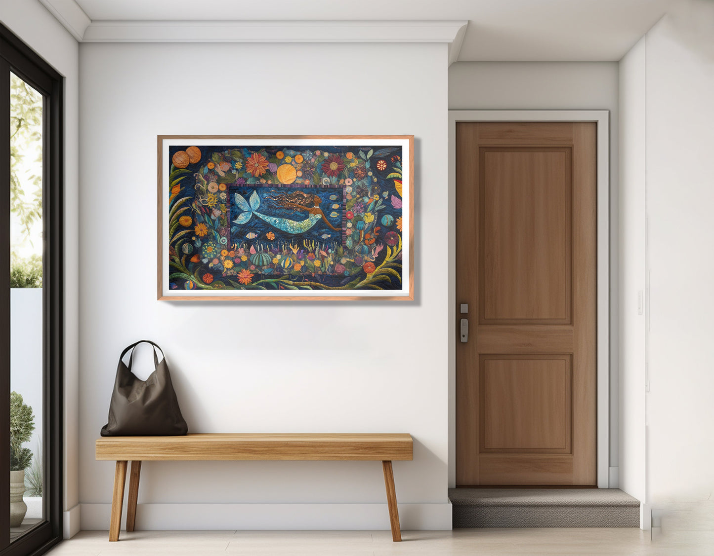 Black Mermaid Floral Ocean Caribbean wall art view 83