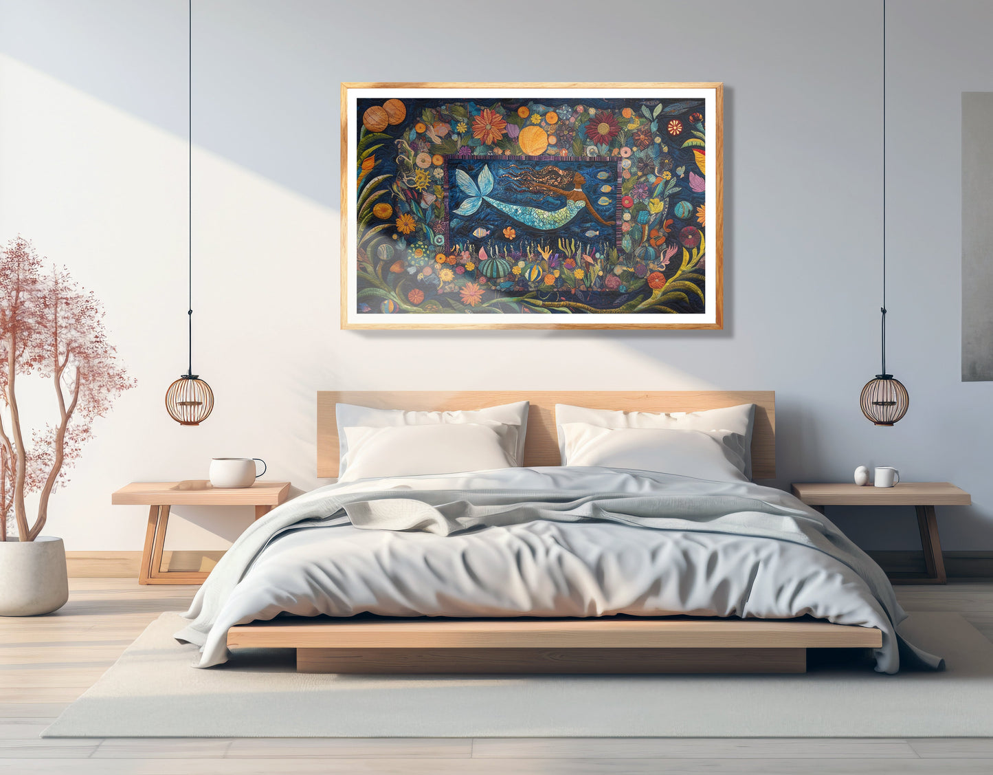 Black Mermaid Floral Ocean Caribbean wall art view 75