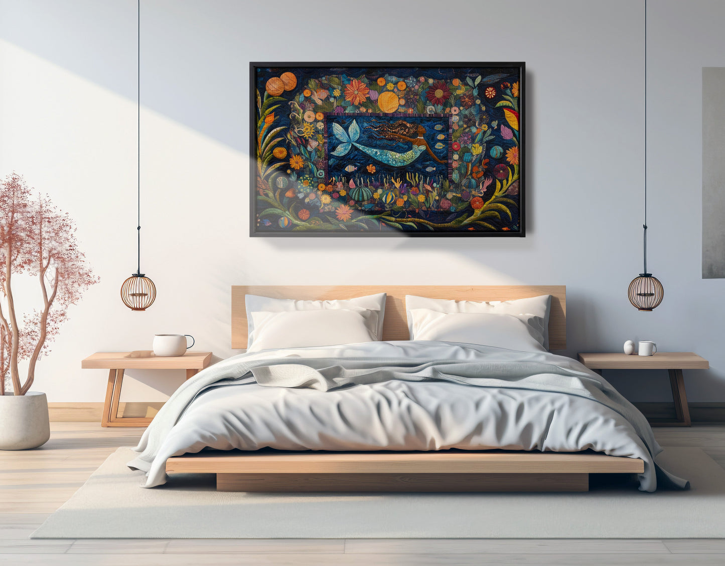Black Mermaid Floral Ocean Caribbean wall art view 27