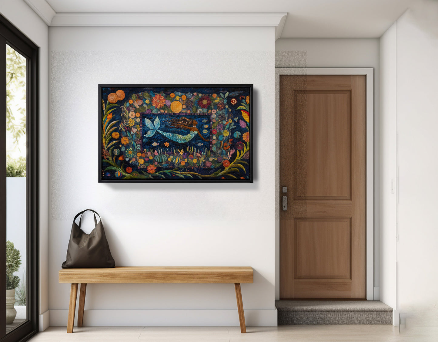 Black Mermaid Floral Ocean Caribbean wall art view 29