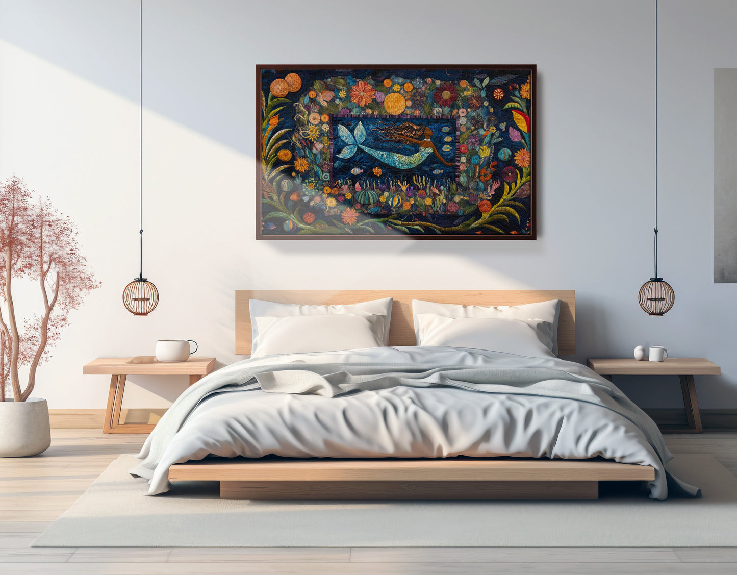 Black Mermaid Floral Ocean Caribbean wall art view 33