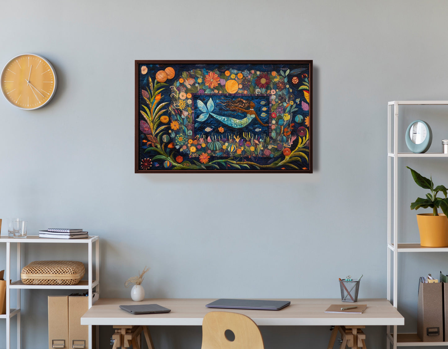 Black Mermaid Floral Ocean Caribbean wall art view 36