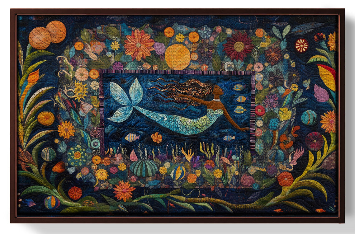 Black Mermaid Floral Ocean Caribbean wall art view 31