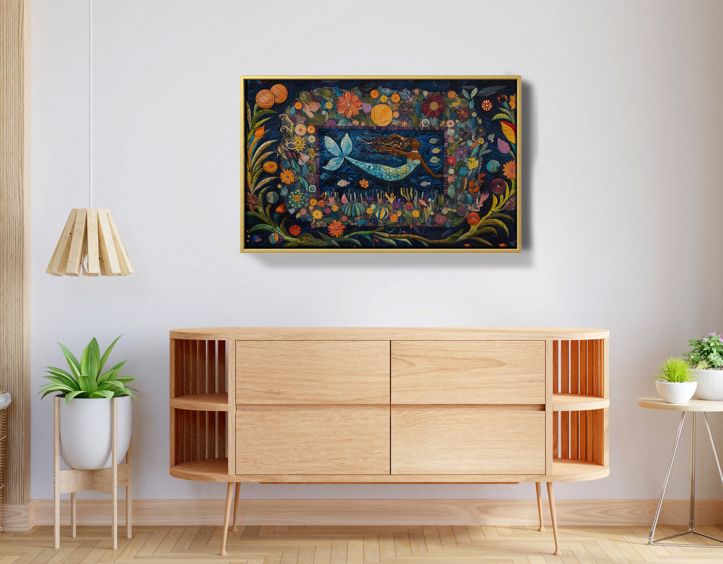 Black Mermaid Floral Ocean Caribbean wall art view 38