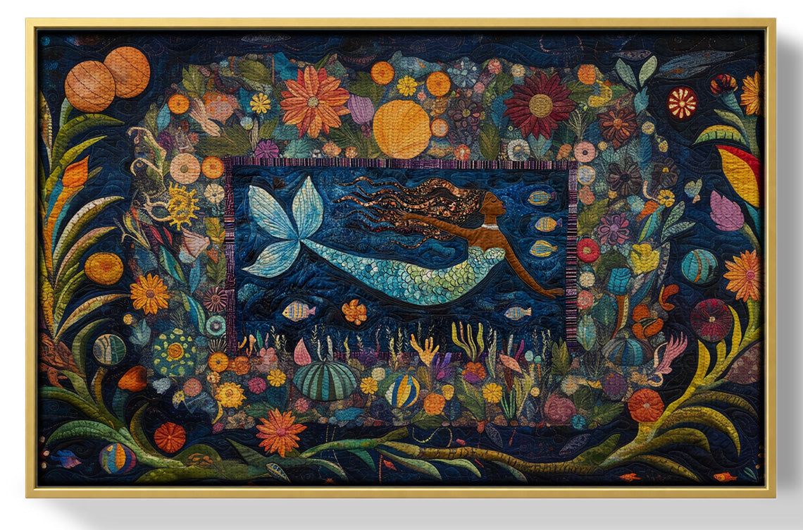 Black Mermaid Floral Ocean Caribbean wall art view 37