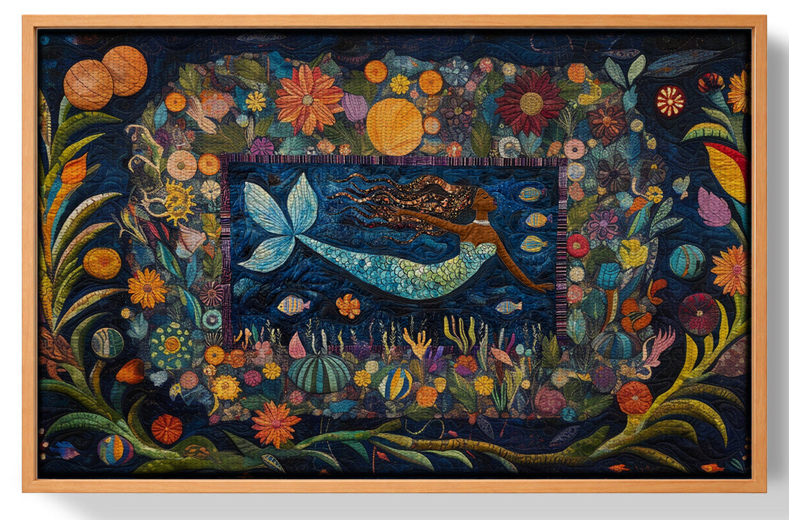 Black Mermaid Floral Ocean Caribbean wall art view 43