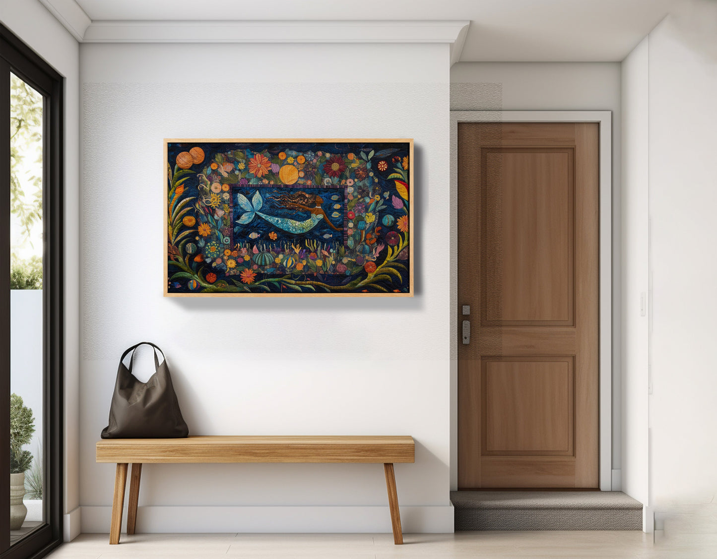 Black Mermaid Floral Ocean Caribbean wall art view 53