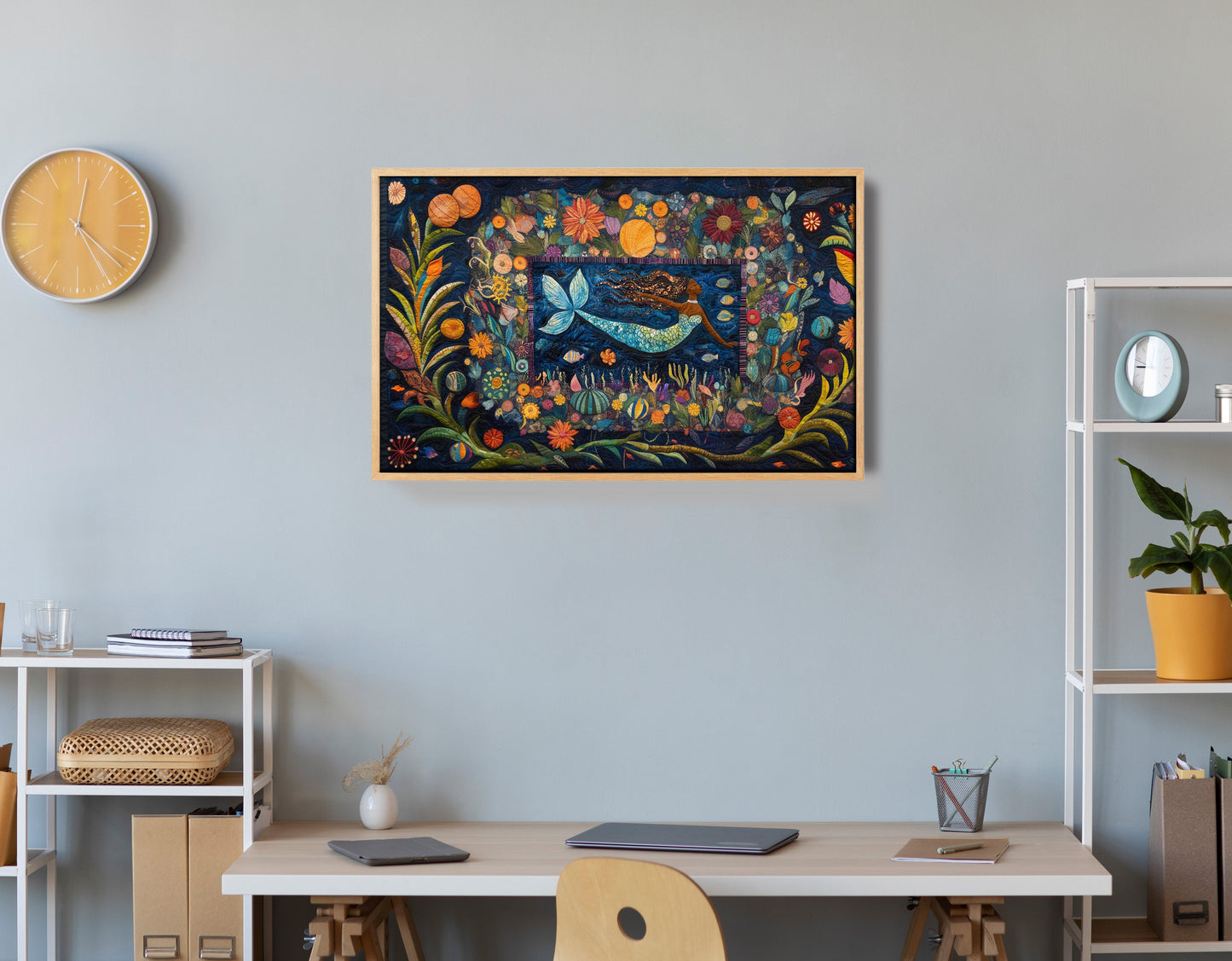 Black Mermaid Floral Ocean Caribbean wall art view 54