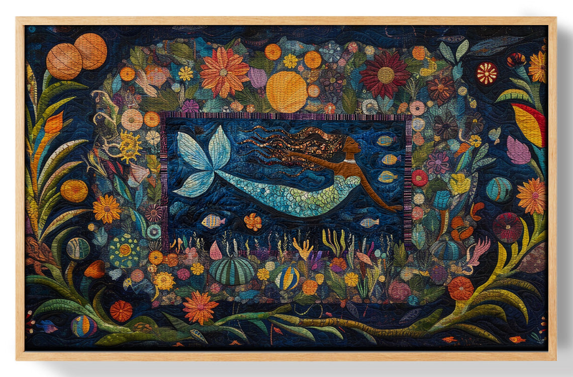 Black Mermaid Floral Ocean Caribbean wall art view 49