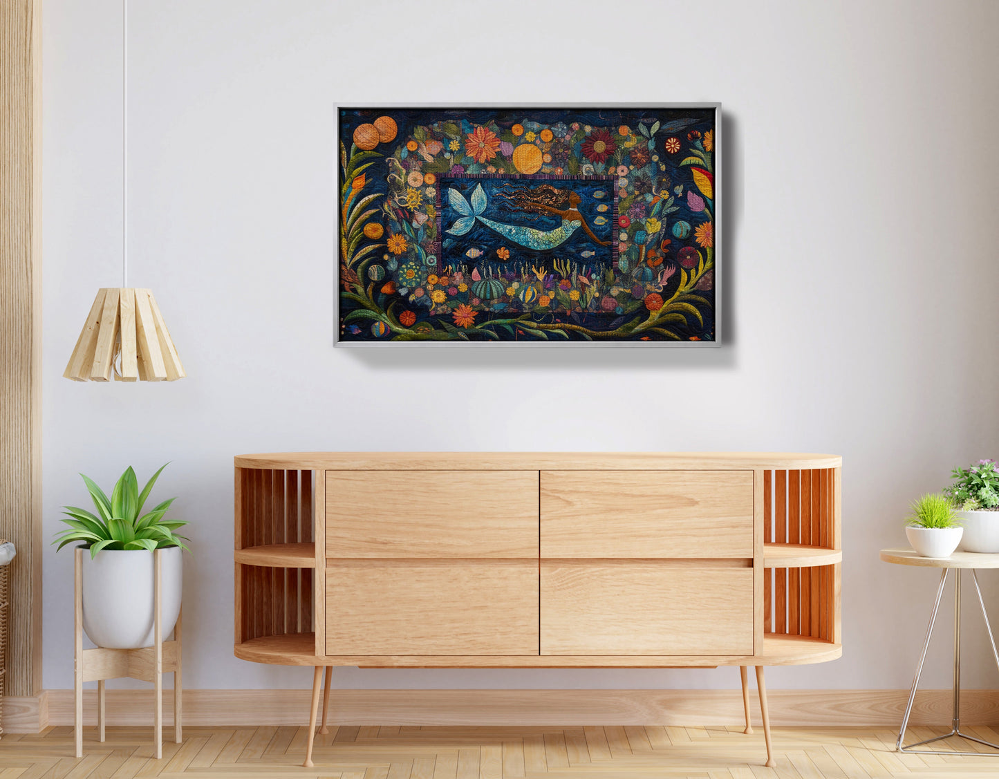 Black Mermaid Floral Ocean Caribbean wall art view 56