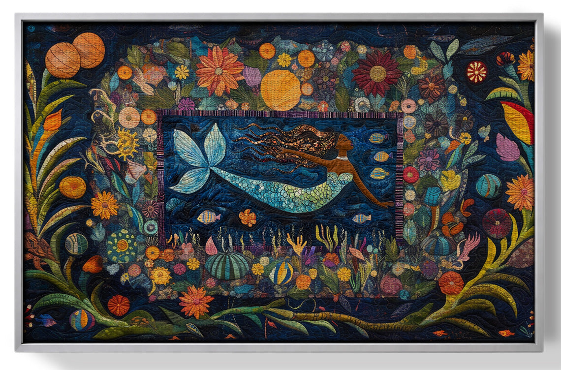 Black Mermaid Floral Ocean Caribbean wall art view 55