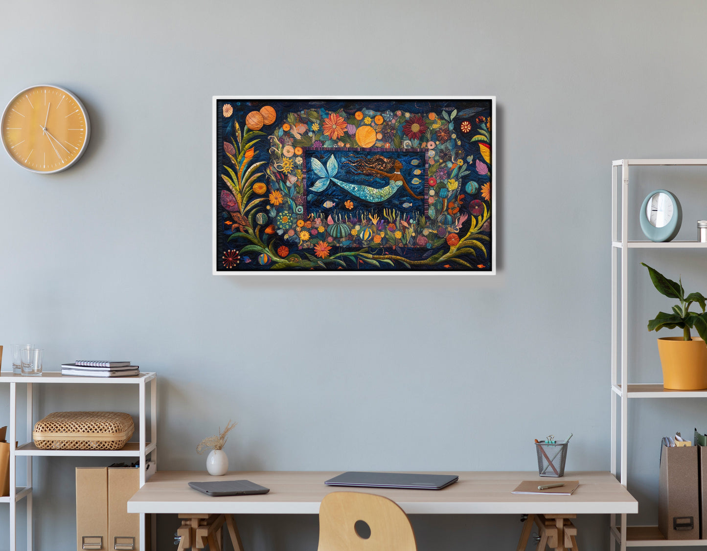 Black Mermaid Floral Ocean Caribbean wall art view 66