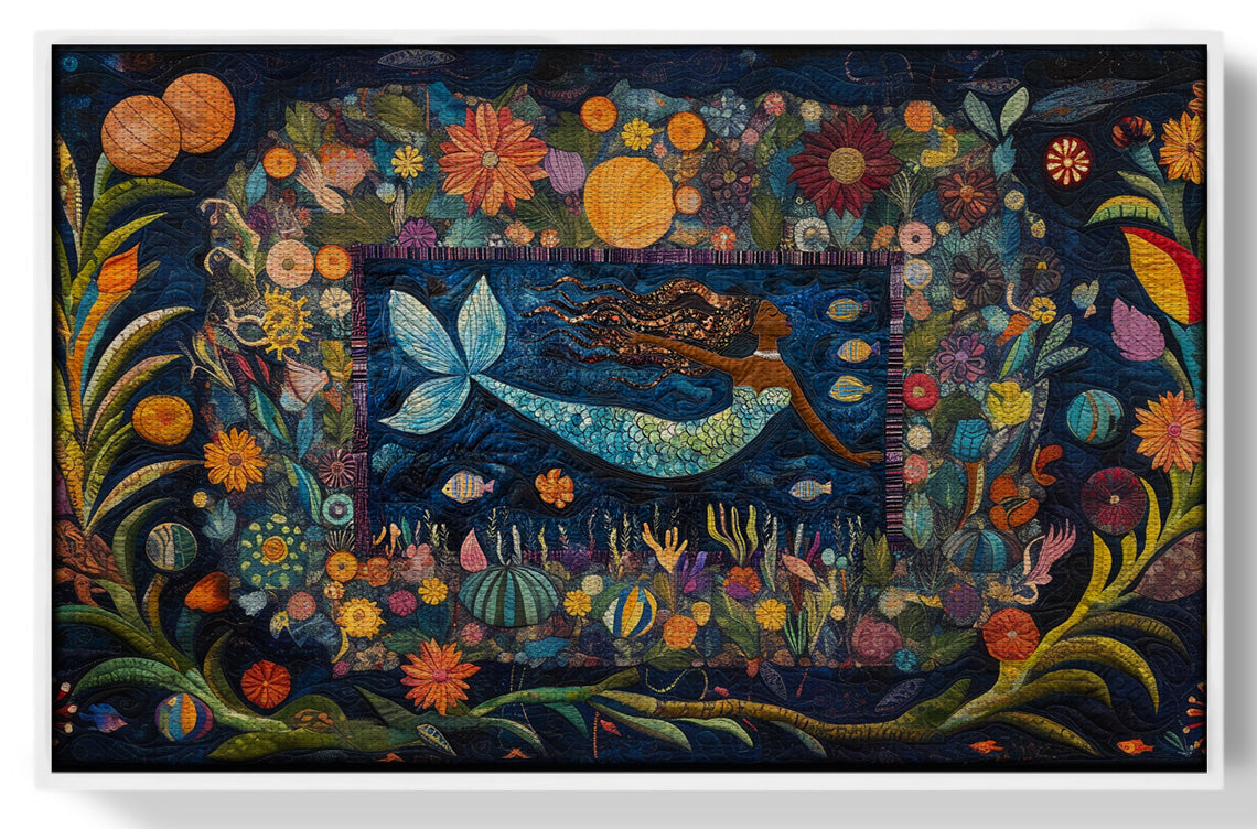 Black Mermaid Floral Ocean Caribbean wall art view 61