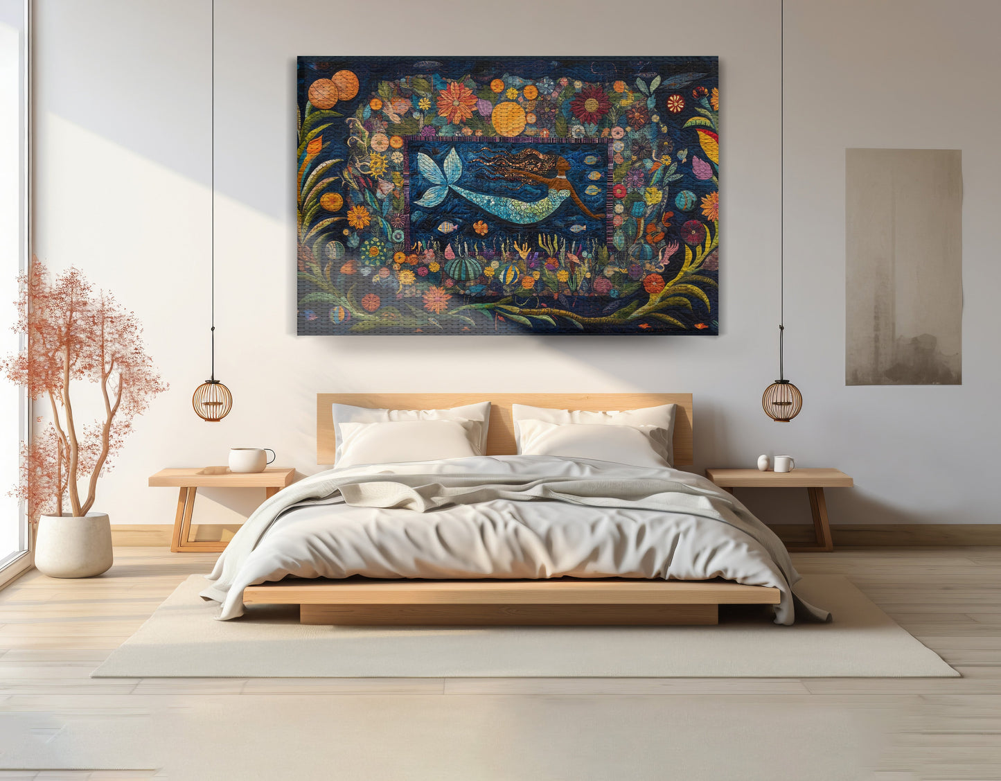 Black Mermaid Floral Ocean Caribbean wall art view 15